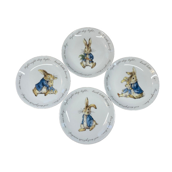 Beatrix Potter PETER RABBIT Easter Bunny Porcelain Appetizer Plates (4) New - Picture 2 of 11